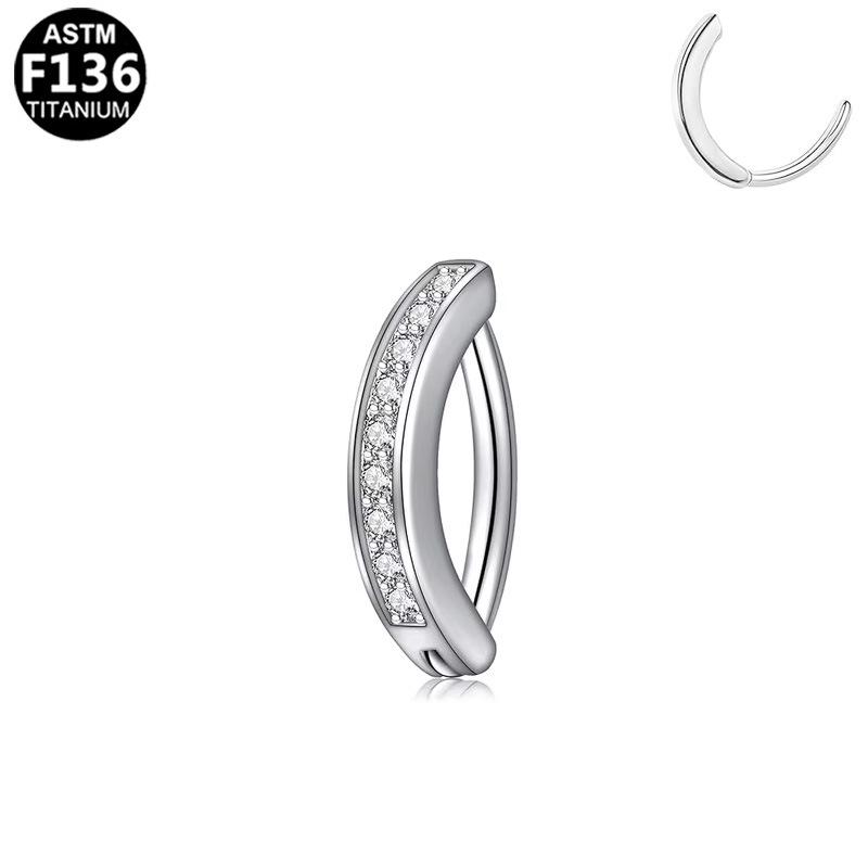 European-American F136 Titanium Zircon Flower Navel Ring - Elegant Full Diamond Belly Piercing Jewelry
