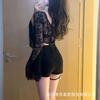 New large size sexy pure desire perspective deep V sex underwear lace mesh horn sleeve onesie