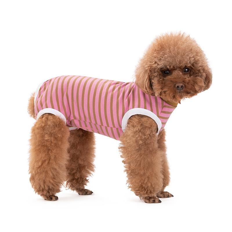 Dog Clothes, Thin Belly Protection Vest, Belly Anti-cool Free Striped Shirt, Back Buttons, Female Dog Sterilization and Weaning