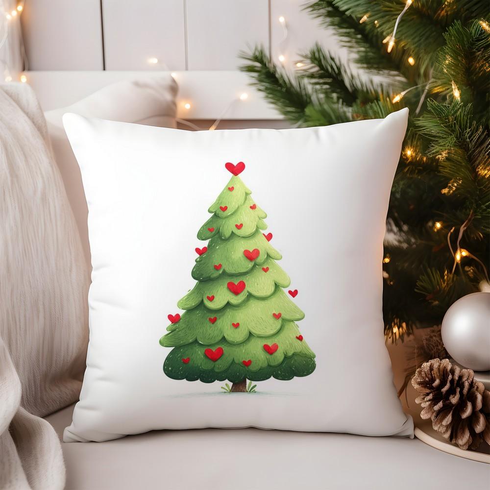 Home Decor Snowy Christmas Tree Pillow for Holiday Decor Pattern Cushion Cover Suitable for Sofa Bedroom Car Pillow Cover