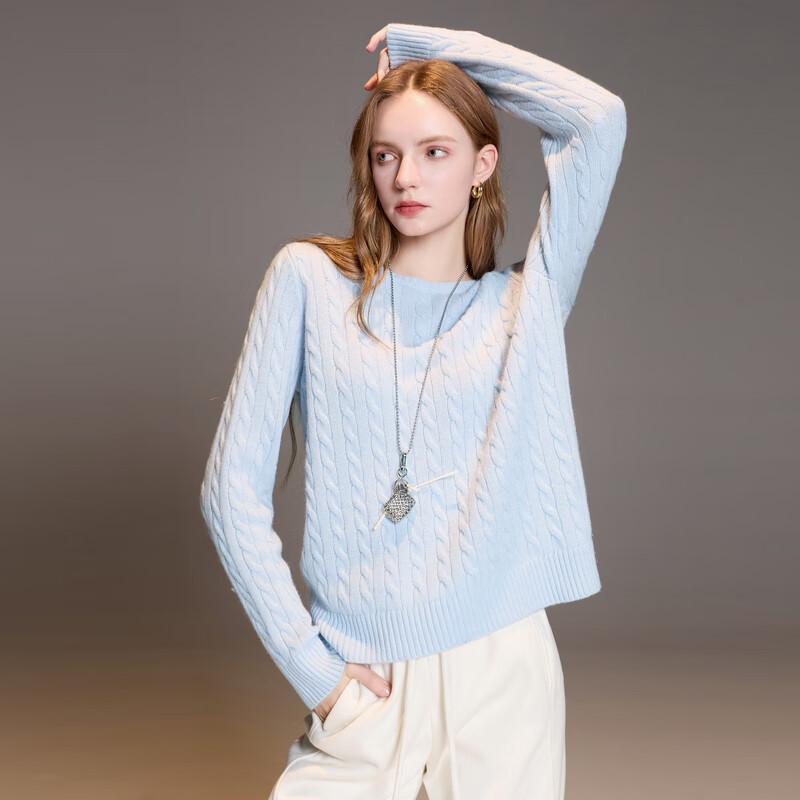 

SANCITY 2025 Winter Women s 100% Wool Cable Knit Pullover Sweater M