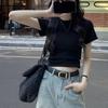 Chic Y2K Crop Top Solid Color Tees Shirts Women Simple Short Sleeve T-shirt  Streetwear