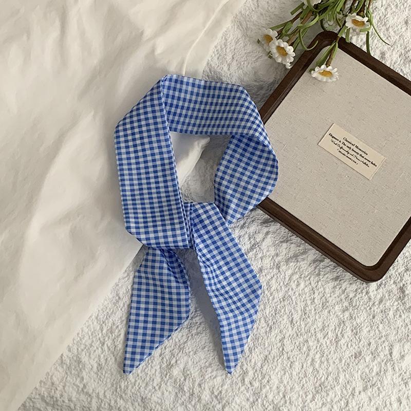 Polka dot silk scarf, long strip, high-end and multi-purpose, decorative pointed corner small scarf, neck headband, hair tie, streamer belt, belt.