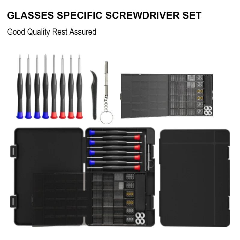 

Магнитный прецизионный набор отверток для ремонта очков с набором отверток и коробкой для мелких винтов для безободковых очков и солнцезащитных очков