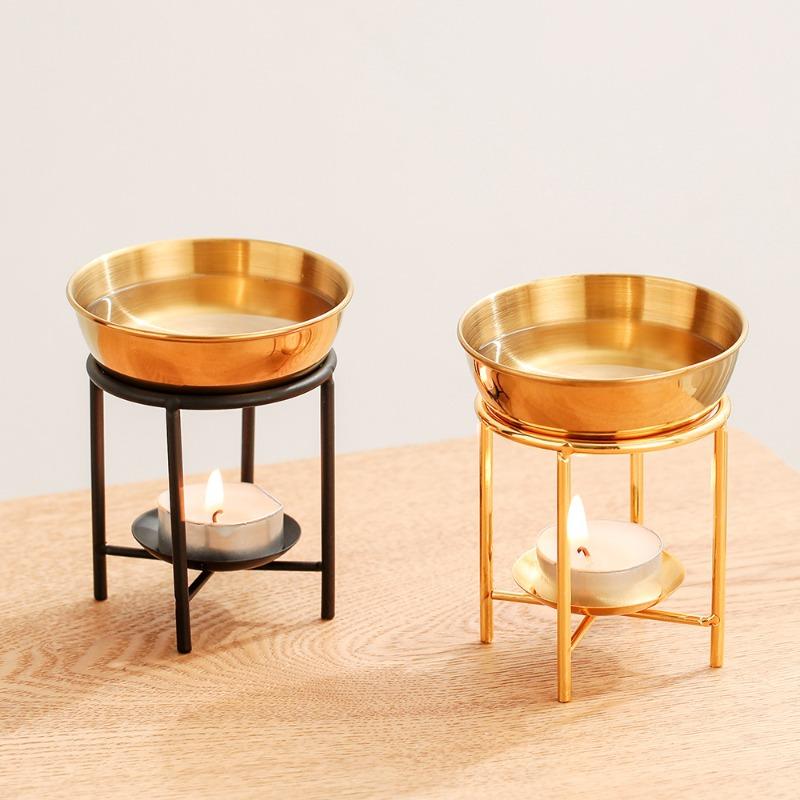 Vierfach Edelstahlschale Goldener Aromatherapie-Ofen Ätherisches Öl Heizlicht Haushalts Wachsschmelzlicht