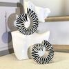 European and American Vintage Black and White Striped Round Dangle Earrings for Women Daily Casual Wear Holiday Party  Jewelry