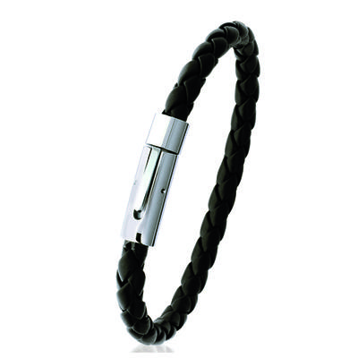 [C9413] - Herrenarmband 'Tony' Leder / Stahl - 21 cm 7 mm
