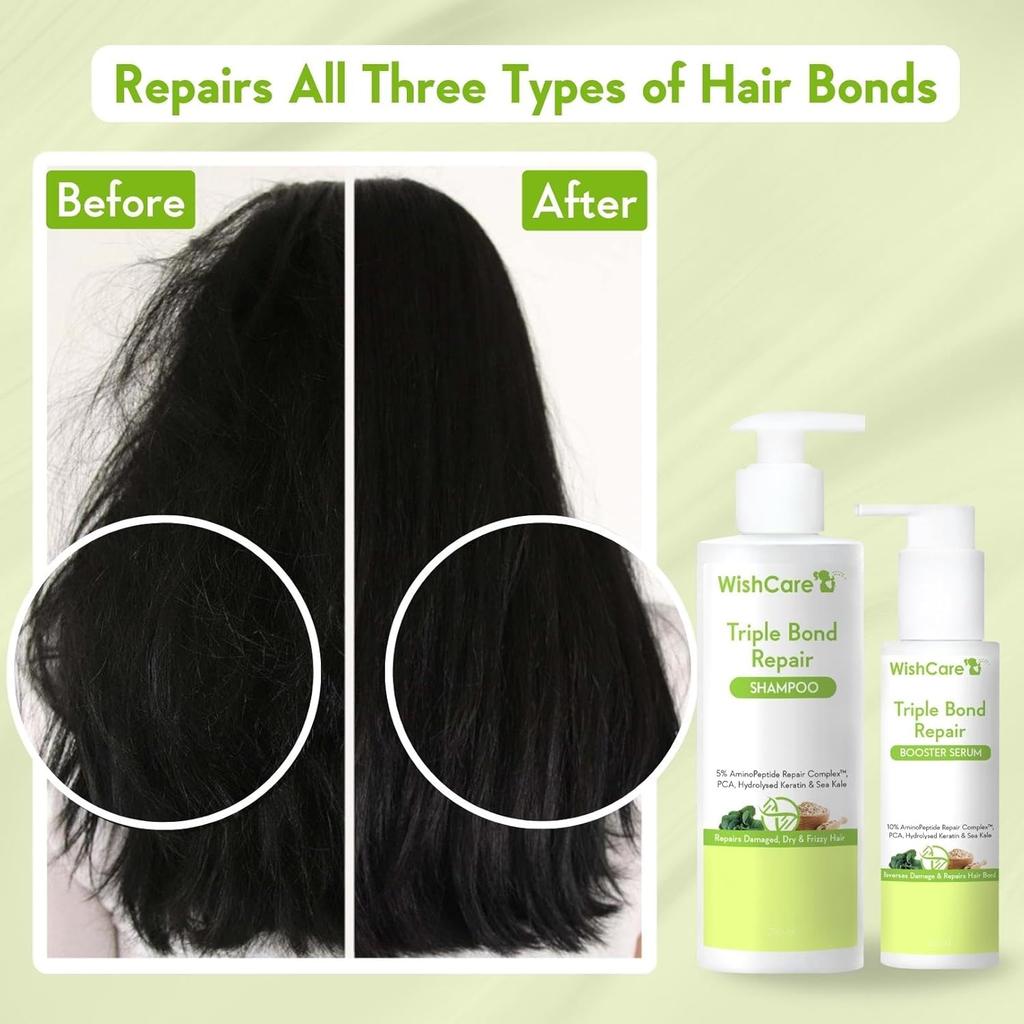 WishCare Triple Bond Repair Hair Serum for Dry Frizzy Hair 100ml - Strengthen & Smooth All Hair Types