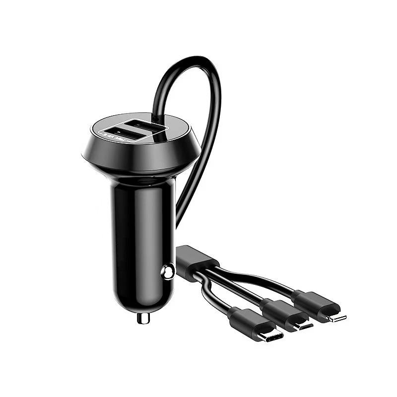 

Car charger one drag three belt lines double usb fast charging multi-function car charger car supplies R3XV