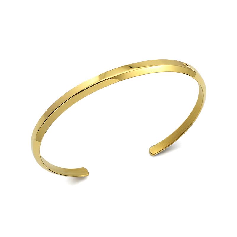 Classic Simple Stainless Steel Bangle Bracelet 4mm Beveled Edge Opening Cuff Bangles Small Silver Gold Color for Women Men