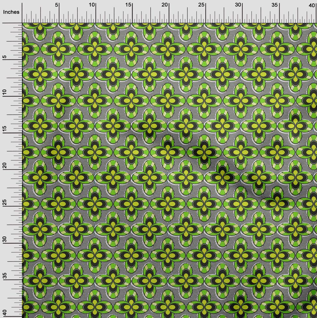 oneOone Cotton Flex Green Fabric African Sewing Material Print Fabric by The Yard 40 Inch