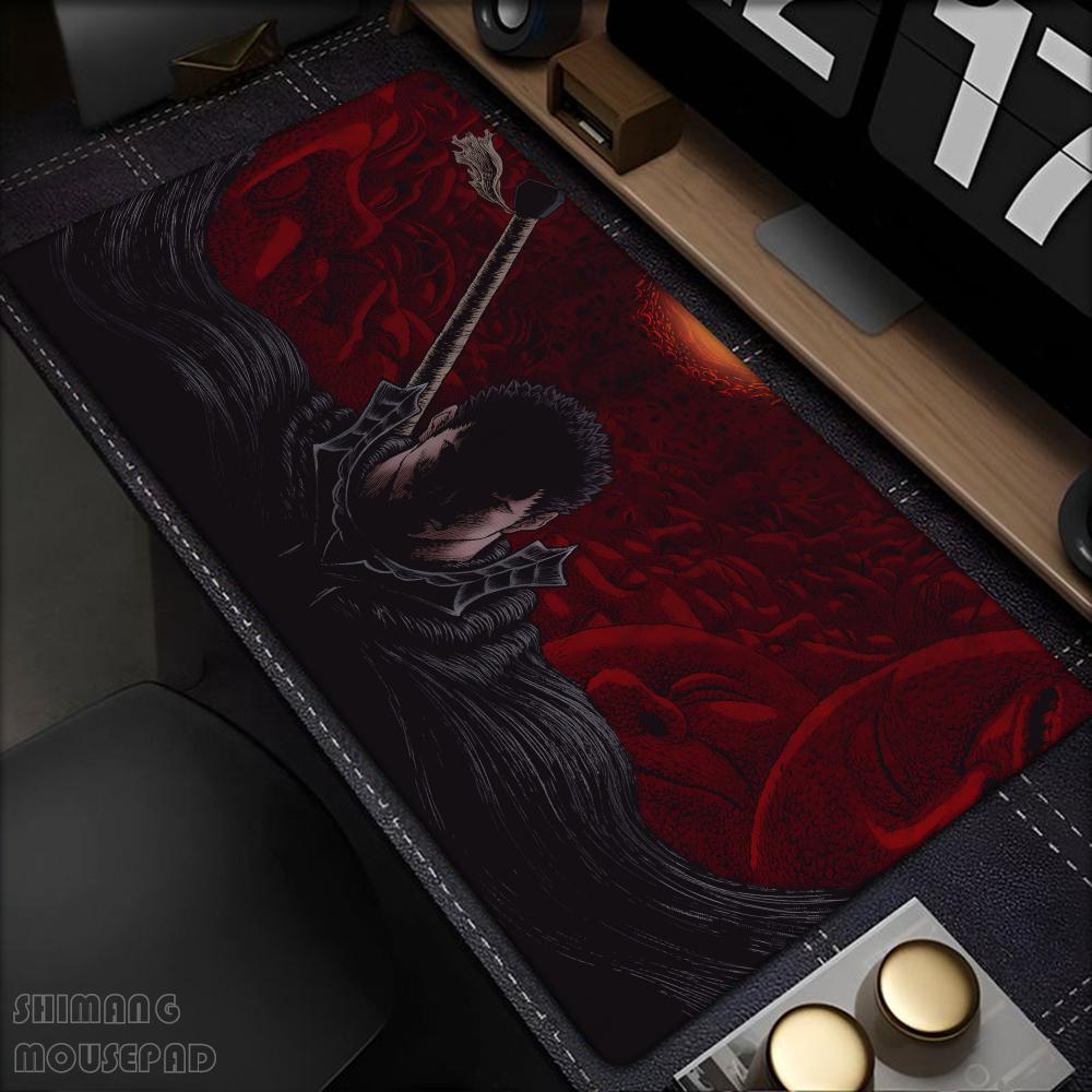 Großes Mauspade Anime Berserk Gamer Tastatur Mausepad Große Gummi Gaming Matte Guts Schwert in Berserk Mauspade PC Schreibtisch Mädchen Schrank