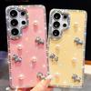 Applicable to Samsung S26Ultra pearl pony mobile phone case S24FE flash diamond S25 all-inclusive anti-drop DIY protective case
