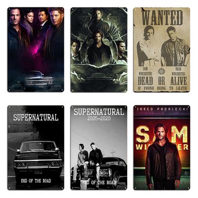 Sangen Forblir Overnaturlig Sam Winchester Winchester Ønsket Død Eller Levende Metallplate Veggdesign Kino Blekskilt Plakat