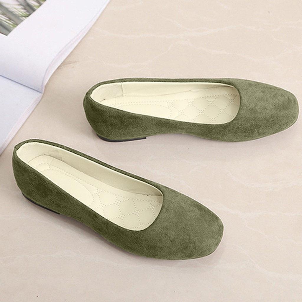 Women's Suede Flat Shoes Slip-On Ballet Style Low Cut Round Toe Casual Footwear for Daily Wear and Comfortable Fit