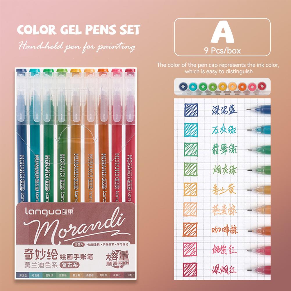 

9 шт./кор. набор цветных гелевых ручек Morandi 0,5 мм чернильная ручка для письма для студентов школьные принадлежности канцелярские принадлежности A