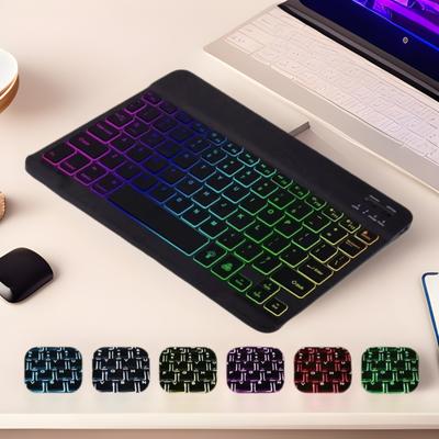 Wireless Bluetooth Keyboard Mouse Set for iPad Huawei Phone RGB Backlit 10inch Compact Design