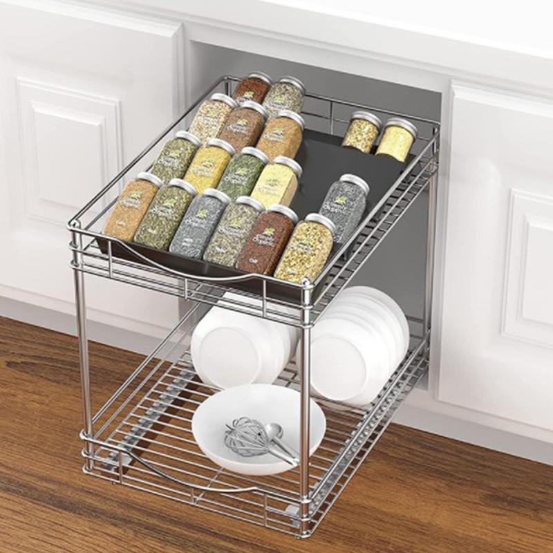 Organizzatore da Cucina a 4 Livelli Scaffale Porta Spezie Cassetto Porta Spezie Scaffale Porta Bottiglie Condimenti