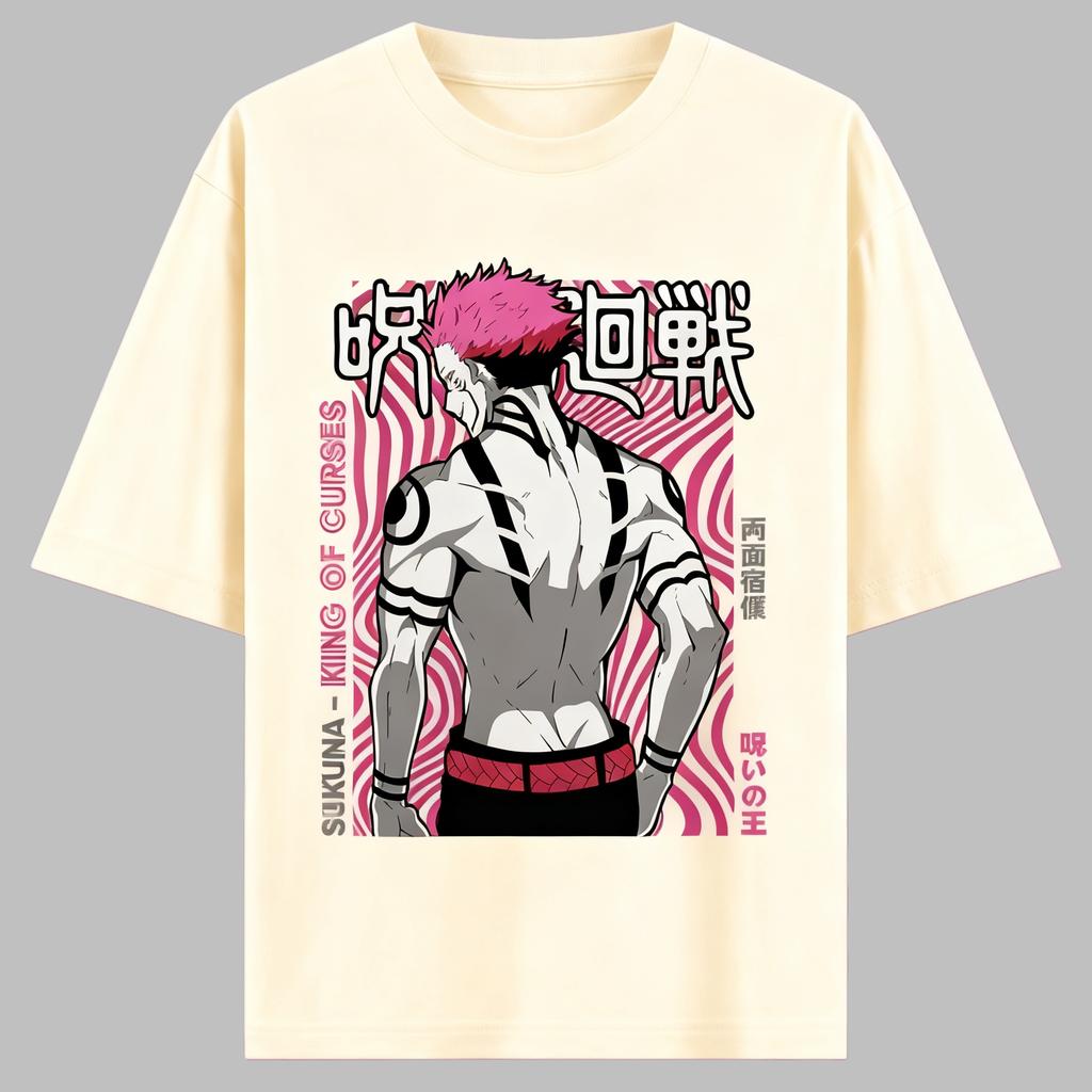Jujutsu Kaisen Anime Ryomen Sukuna Druck Baumwolle T-Shirt Herren und Damen Harajuku Mode Locker Sommer Anime Merchandise Kleidung