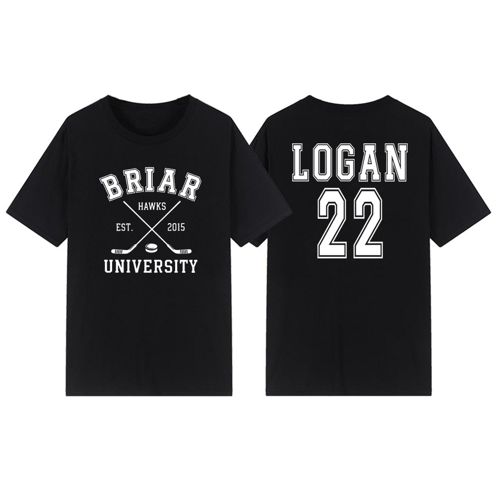 Briar University Logan 22 Hockey Two-Sided T-Shirt Off Campus Series Shirt Hockey Romance Tee Unisex Casual Graphic T Shirts