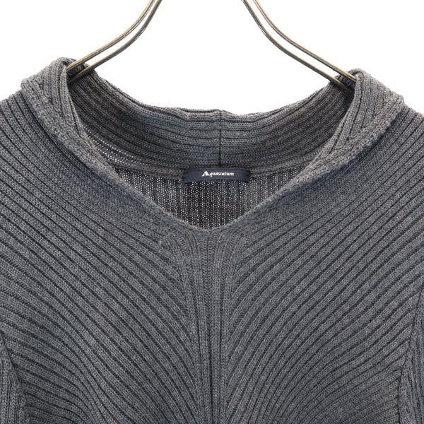Aquascutum Made in Japan Silk Blend Long sleeve knit 6F gray sweater Women Used