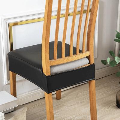 Square Shape PU Leather Chair Cover Oil-resistant PU Leather Waterproof Seat Protectors Removable Easy Installation