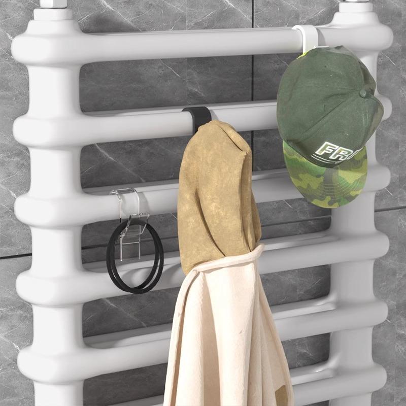 Bathroom Organizer and Storage Track Transparent Shelf Heated Towel Radiator Kitchen Accessories Hook Up White Coat Rack Home