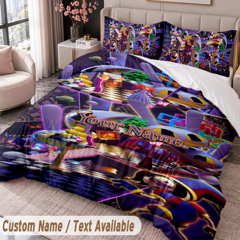 Custom Name Text 3Pcs Bedding Set The Amazing Digital Circus Duvet Cover And Two Pillowcases