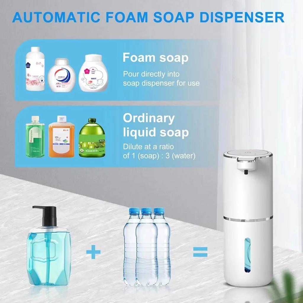 Automatic Soap Dispenser – 13.4oz Non-contact Foam Soap Dispenser, USB Rechargeable Disinfectant Dispenser, Wall Mounted Electric Sensor