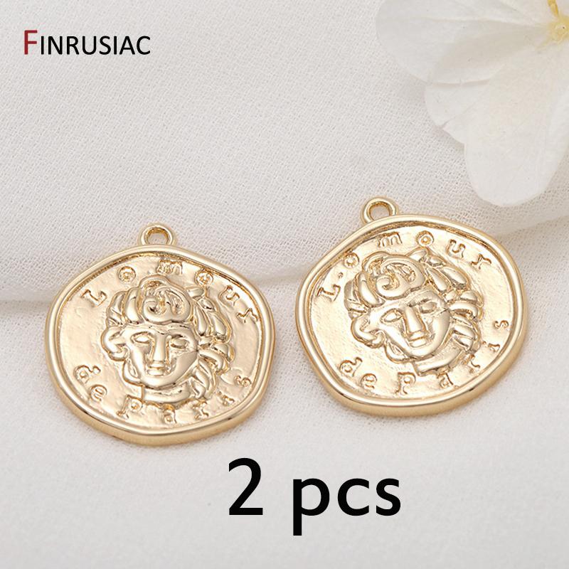 Gold Plated Commemorative Coin Pendant Charms For DIY Jewelry Making High Quality Bracelet Necklace Earring Pendants Findings