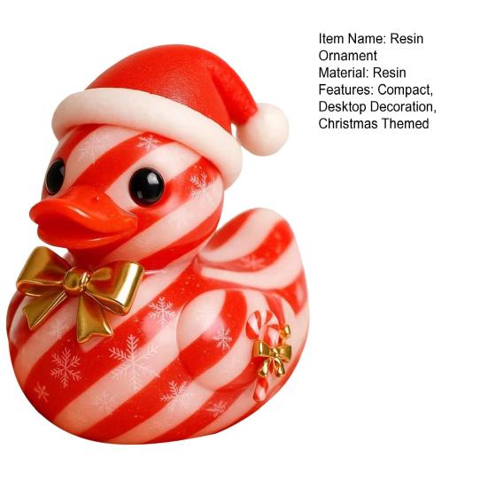 Christmas Duck Figurine Gingerbread Christmas Tree Duck Ornament Desktop Candy Cane Duck Statue