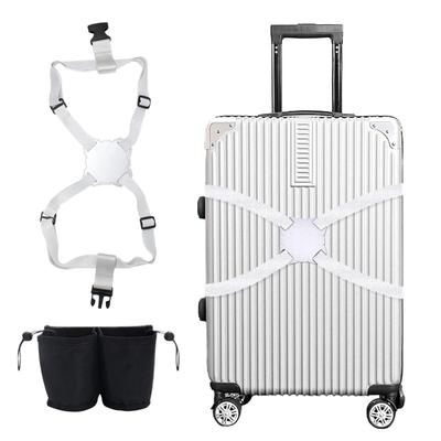 Secure Your Luggage and Drinks Together with This Mitas Suitcase Strap, Silver, with a Figure-eight Design and a Cup Holder. Made of Rubber, It's Perf