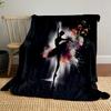 Ballet Silhouette with Floral Burst Patterned Blanket, Flannel, Suitable for All Seasons, Home Decor, Warm and Cozy