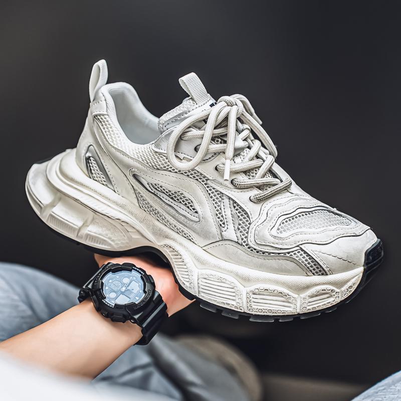 Hong Kong Style New Autumn Mesh Breathable Casual Sports Shoes Heightened Platform Dad Trendy Shoes