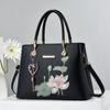 Women Embroidery Lotus Pattern Shoulder Bag Large Capacity Tote Handbag