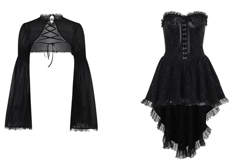 Qichenk Gothic Long Plus Sweet Princess Dress, Sleeves, Size, Lolita, Ruffled, Style, Cosplay, Halloween, CF24221-S