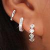3PCS Stainless Steel Gold Color Circle Hoop Earrings Set for Women Simple Zircon Flower Stud Earring Cartilage Piercing Jewelry