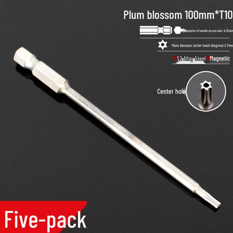 Plum Blossom S2 Magnetic Hex Screwdriver Set - 6.35mm Pneumatic Drill Bit Set