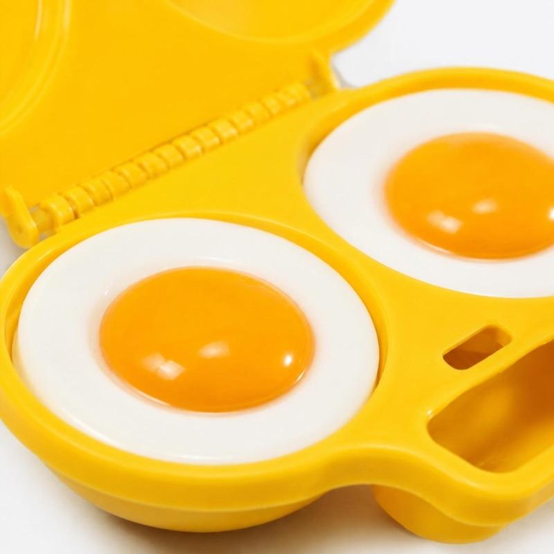 Microwave Eggs Cooker Set with Two-Well Poaching Tray, Lidded Eggs Maker, and Polypropylene Molded Construction for Eggs Dishes