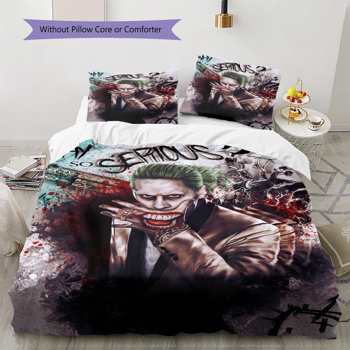 

Joker Clown Pattern Bedding Quilt Set Quilt Cover Pillowcase Home Decoration Gift (1 * duvet cover + 2 * pillowcase, without core) 135x200cm