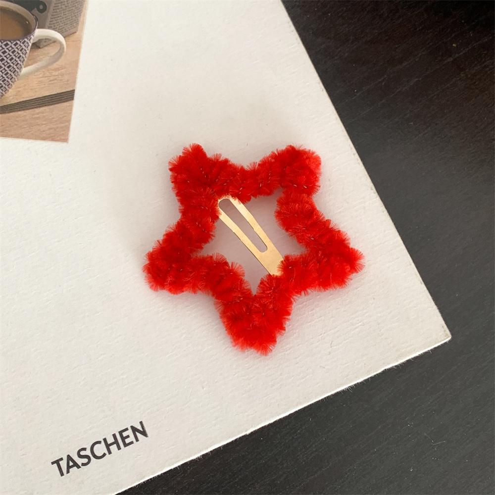 Fashion Y2k Cute Sweet Candy Color Plush Furry Star Hair Clips For Women Girls Trendy BB Clip Hairpin Barrettes Hair Accessories