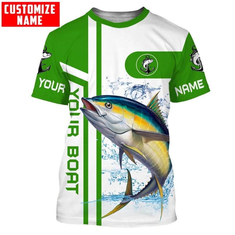 Tuna fishing Saltwater Fish ocean blue Customize name 3D Printed Mens t shirt Cool Summer style Unisex Casual T-shirt TX271