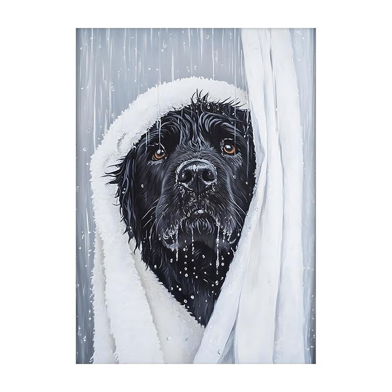Cute Shower Dog Bathroom Decor Poster Dog in Bathtub Print Animal Murals Canvas for Home Decor Dog Lover Gifts