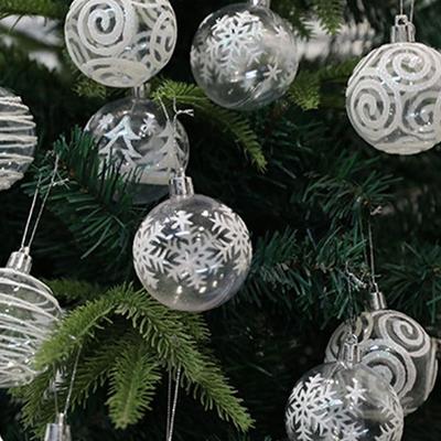 6 ks 6cm Průhledné Sněhové Vánoční Koule Přívěsky pro Dekoraci Vánočního Stromku Průhledné Baňky Závěsné Ozdoby Vánoce Navidad
