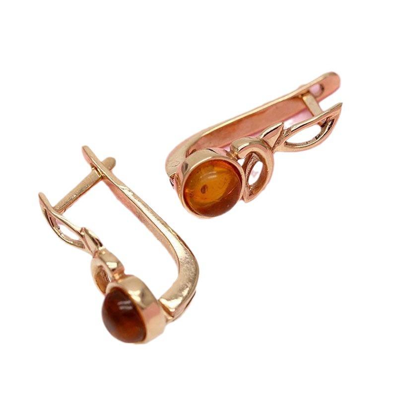 Purple Gold Earrings Inlaid With Amber Stone Women'S Pure Soviet Colored Gold-Plated Rose Gold Ear Buckles