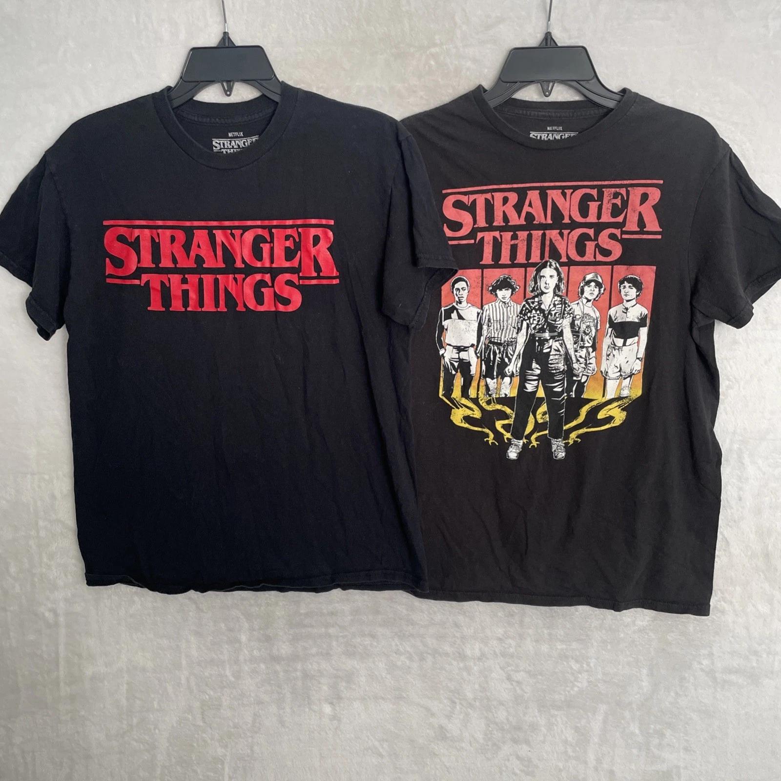Netflix Mens T Shirt Black Medium Cotton Short Sleeve Stranger Things Lot Of 2 M