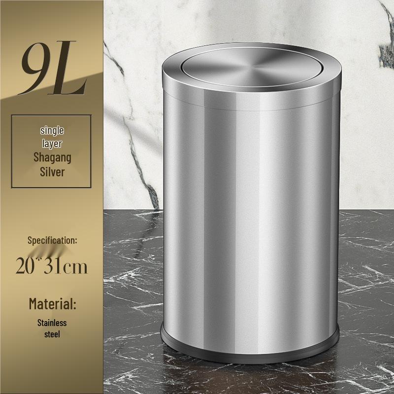 Stainless Steel Swing Lid Trash Can for Home and Kitchen, Light Luxury Design for Bathroom and Living Room.