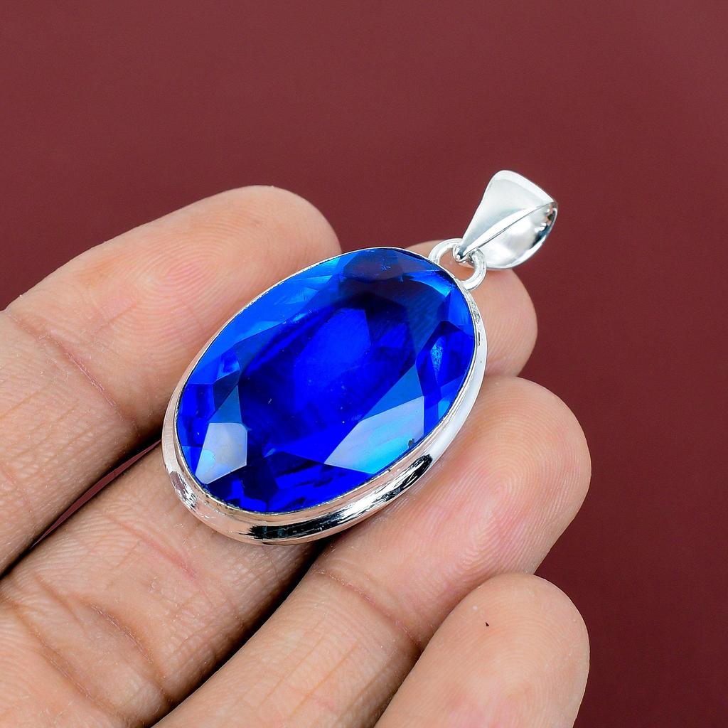 Faceted tanzanite quartz pendant 925 sterling silver pendant handmade pendant tanzanite quartz gemstone jewelry birthstone pendant for gifts