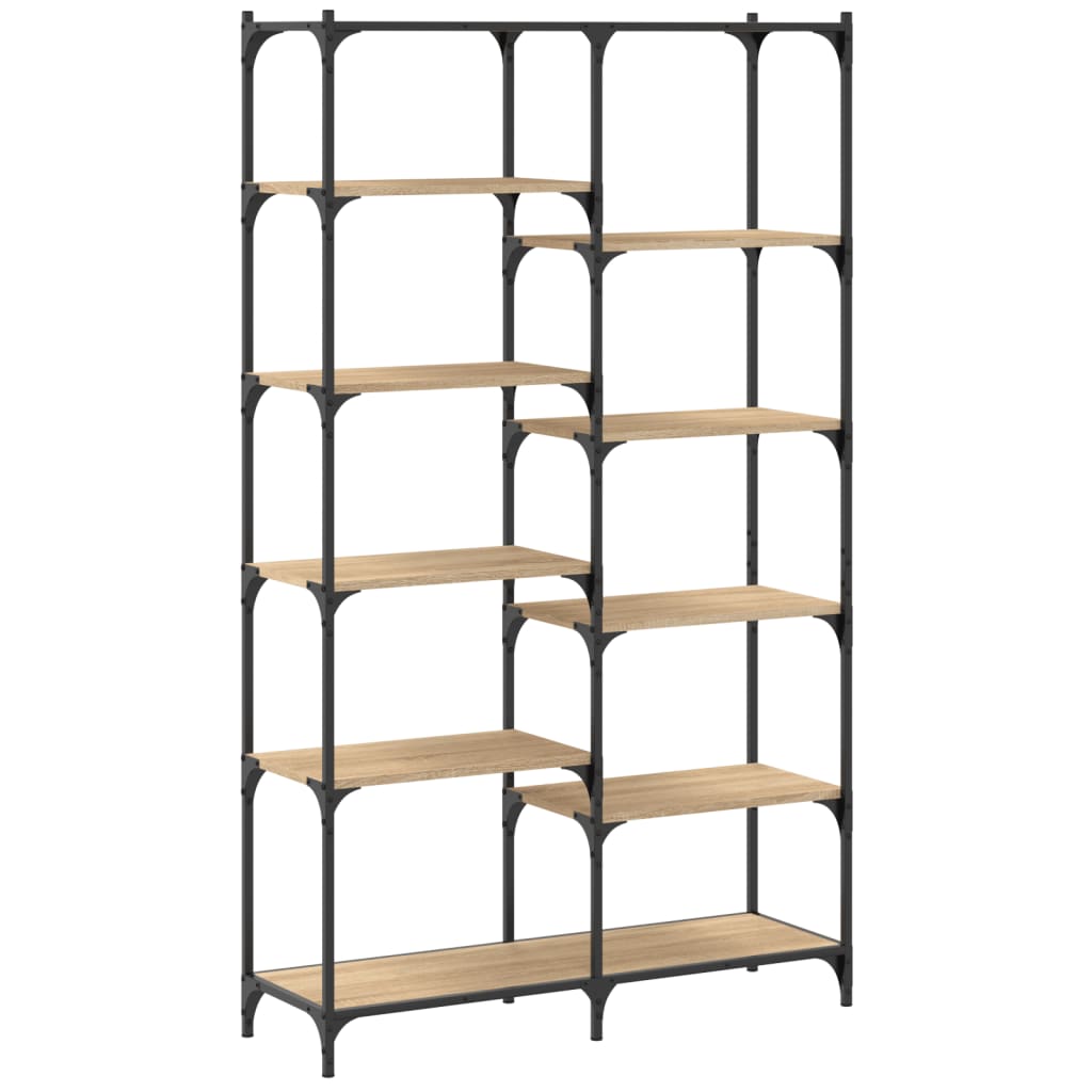 Bookcase Sonoma Oak 100x32x170 cm Engineered Wood and Iron