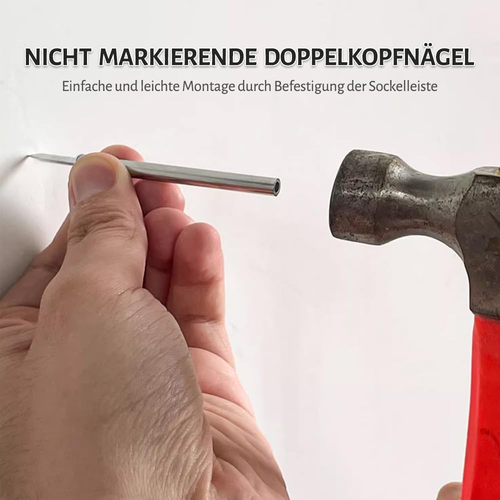 Double-Headed Non-Marking Nails Thread Invisible Metal Screw Fasteners Skirting Boards Nails No Trace Fixator with Sleeve Tools